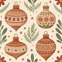 &ldquo;Rustic seamless pattern of handmade ceramic ornaments, earthy tones, folk art motifs, textured vintage aesthetic.&rdquo;