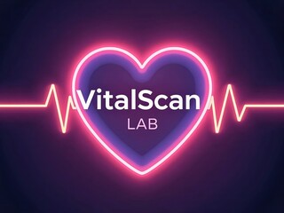 Vitalscan lab: a modern neon heart pulse for advanced medical diagnostics and health monitoring