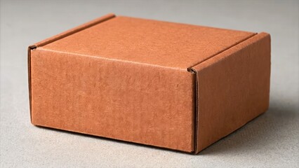 Closed Cardboard Box on Grey Surface Closeup