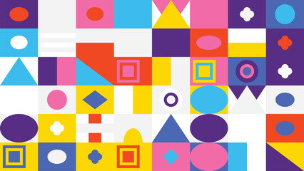 Abstract geometric composition with vibrant color accents
