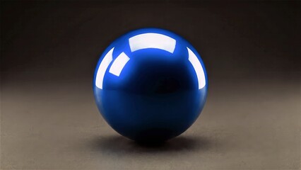 Glossy Blue Sphere on Neutral Surface Minimalist View