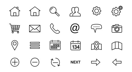 Collection of Hand Drawn Outline Icons for Web and App Design.