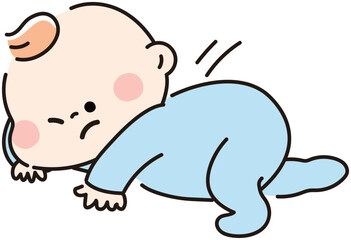 寝返りをしようとする赤ちゃん