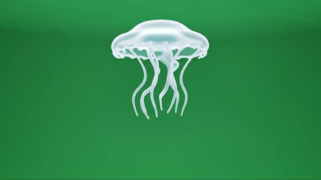 Animated Jellyfish in a Green Background Creating a mesmerizing underwater scene