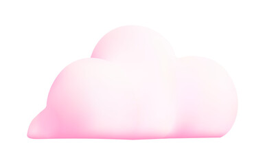 Soft pink cloud render with realistic fluffy texture. 3D balloon-like shape perfect for sky backgrounds, weather graphics, or decorative heaven-themed vector illustrations