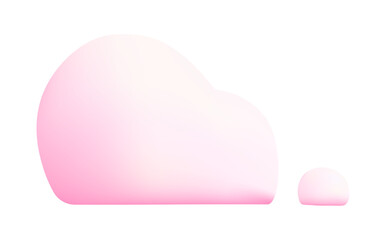 Fluffy 3D cloud icon floating in soft sky background. Pink and white cotton-like shapes create dreamy atmosphere for children's illustration or game design backdrop.