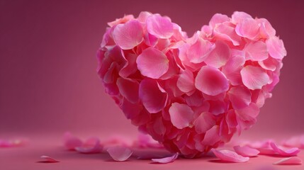 Obraz premium A heart composed of pink rose petals, radiating love and romance
