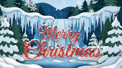 Festive holiday greeting with winter scenery and text display