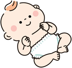 おむつでご機嫌な赤ちゃん