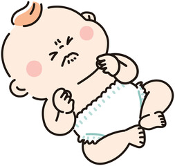 おむつで気張っている赤ちゃん