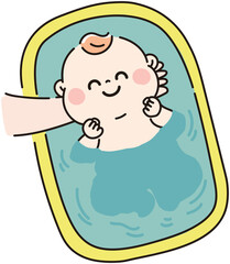 沐浴をしてご機嫌な赤ちゃん