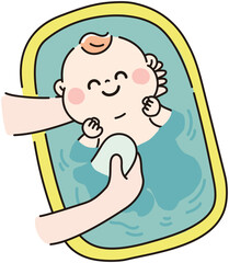 沐浴をしてもらってご機嫌な赤ちゃん