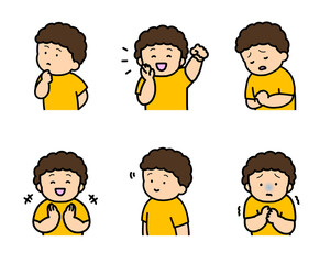 子供の感情表現イラストセット vol.2（6種類・上半身）