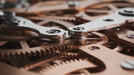 Intricate Watch Mechanism with Interlocking Gears and Precision Components in Close-Up Detail