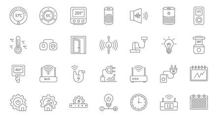 Smart Home Technology Icons Set Vector Illustration.