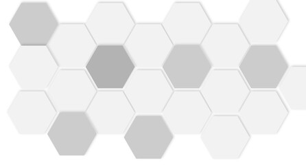 Geometric Gray Hex Tile Pattern Background For Design, Tech, And Digital Minimalist featuring interconnected white hexagon tiles with soft shadows. 