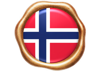 Obraz premium Norway Flag in Golden Seal, Emblem Illustration