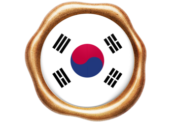 South Korean Flag Wax Seal Emblem isolated on White