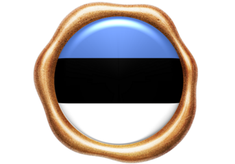 Estonia Flag in Golden Wax Seal Emblem with Glossy Finish Icon
