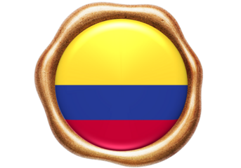 Colombian Flag Emblem in Golden Wax Seal