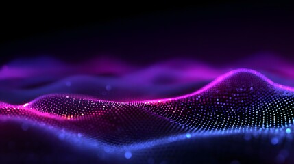 Abstract luminous digital surface undulates across a dark background with vibrant neon illumination