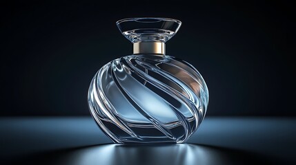 Elegant perfume bottle, studio shot, dark background, product advertising