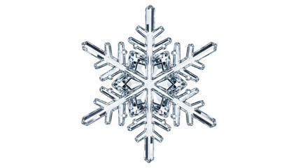 Elegant Crystal Snowflake | 4K Macro Photo | Isolated White Background | Flawless Edge & Soft Studio Lighting