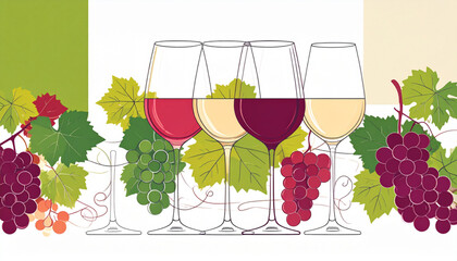 Fine Ink Wine Glass & Grape Doodles for Tasting Flyer