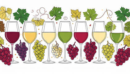 Fine Ink Wine Glass & Grape Doodles for Tasting Flyer