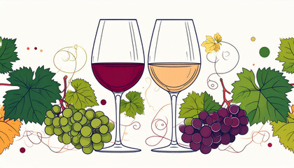 Fine Ink Wine Glass & Grape Doodles for Tasting Flyer