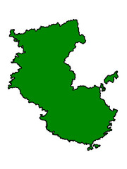 Obraz premium 和歌山県の地図（縁取りグリーン）