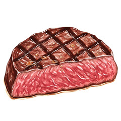 Grilled Steak Cut Illustration .