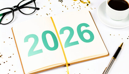 2026 planning future calendar strategy planer goal success management organization schedule vision planner goal notebook coffee pen glasses