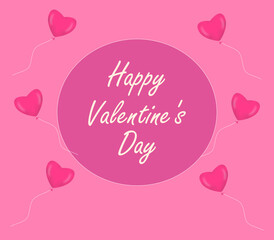 Valentine's Day card with heart-shaped balloons