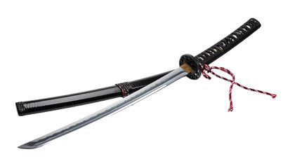 Naklejka premium Japanese katana sword, symbol of strength and honor, perfect for historical reenactments or martial arts