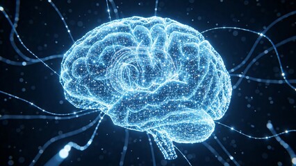 Digital Brain with Neural Network Connections Representing AI and Machine Learning.