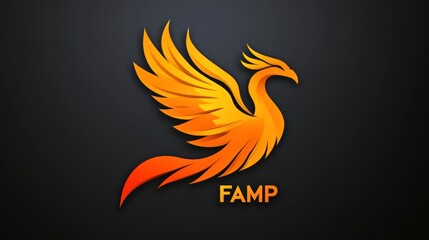 Obraz premium Fiery Phoenix Logo on Dark Background, Graphic Design, Symbol of Rebirth, Ideal for Brand Identity