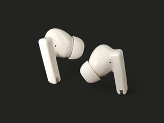 White Wireless Earbuds On Black Background