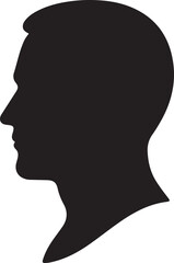 Black silhouette profile view of a man's head and neck against a white background isolated on white background, Vector, illustration