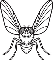 Housefly Compound Eye Upward Angle Vector Line-Art.eps