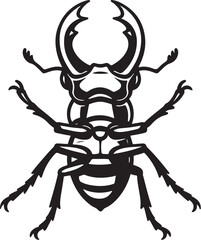 Stag Beetle Mandibles Above Viewer Vector Line-Art.eps