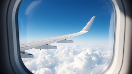 A View of an Airplane Wing Above the Clouds