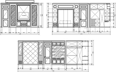 Bedroom Interior Design: Headboard Wall, Bedside Cabinet, TV Wall, and Open-Style Wardrobe