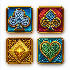 The game asset and game background isolation, video game, slot game asset, mobile game asset, casino element, Illustration