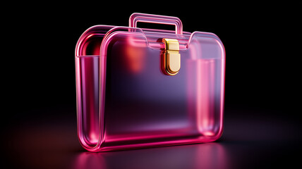 A transparent briefcase symbolizing business innovation, clarity in strategy and the future of professional organization in a conceptual form.
