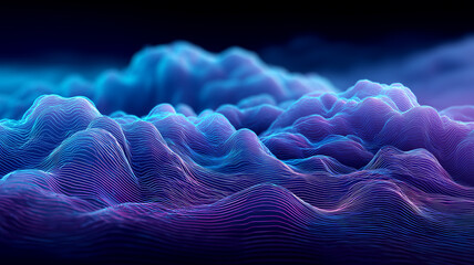 A conceptual landscape formed by abstract digital waves representing information mapping, analytical systems and futuristic technological interpretation.

