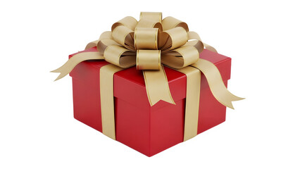 Ultra Detailed Red Gift Box with Gold Ribbon | 4K Product Photo | Isolated White Background | Premium Lighting