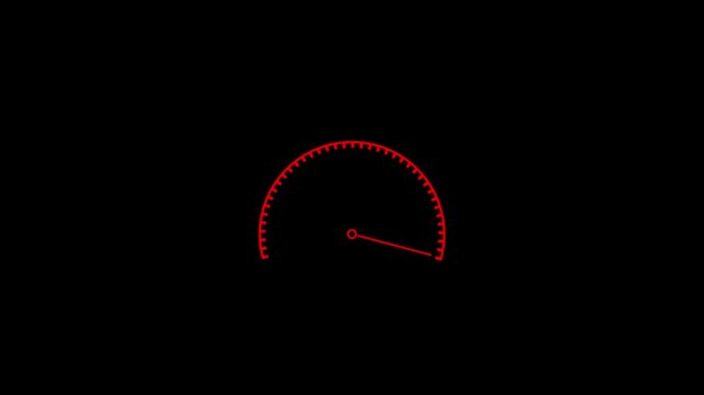 Red Speedometer Gauge on Black Background dial measurement