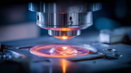 A scientific device interacting with a sample to represent laboratory precision and the broader concept of controlled scientific analysis.
