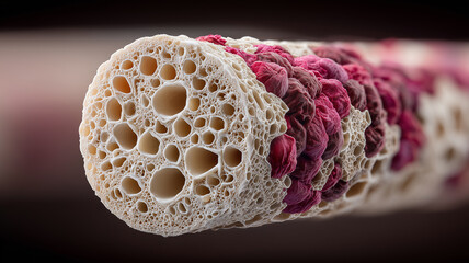 A biological cross section concept revealing porous internal structures illustrating natural formation, scientific analysis and organic complexity.
